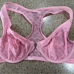 NWOT Pink Lace Front Clasp Racerback Bra